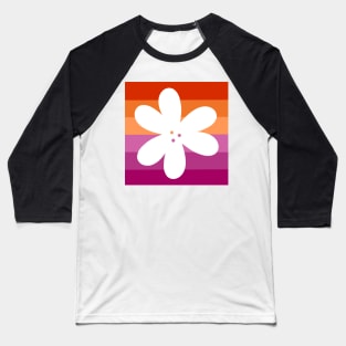 Flower Outline - discreet lesbian pride flag Baseball T-Shirt
